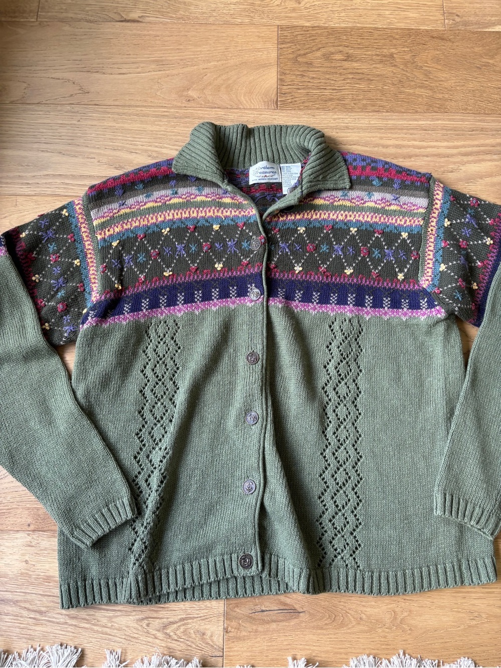 90’s northern reflections knit button down cardigan XL
